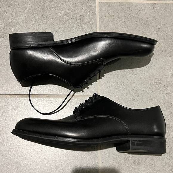 Massimo Dutti Cowhide Leather Derby Shoes Black Men\'s Size 41 Lace Up Almond Toe main image 5